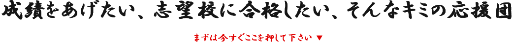 成績をあげたい、志望校に合格したい、そんなキミの応援団