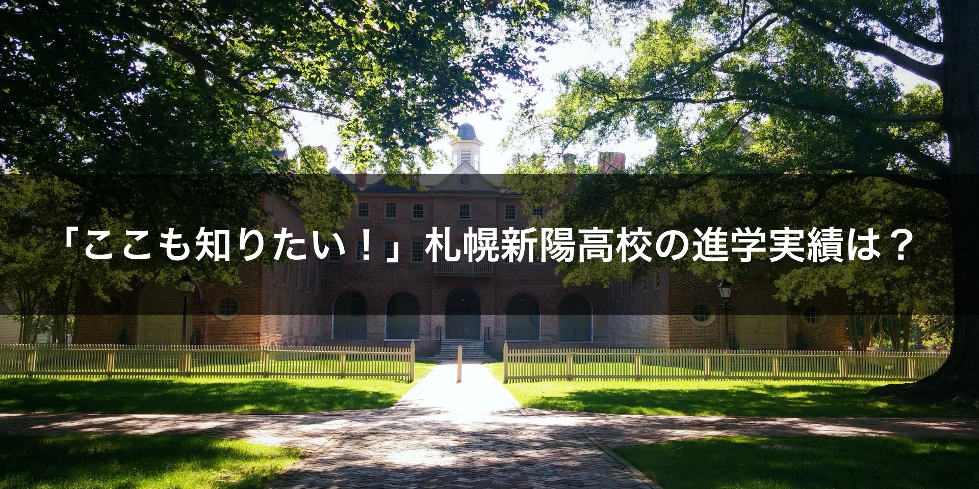 「ここも知りたい！」札幌新陽高校の進学実績は？